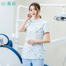 Nurse uniform long sleeve female split set floral two-piece oral beauty salon doctor work clothes large size customization