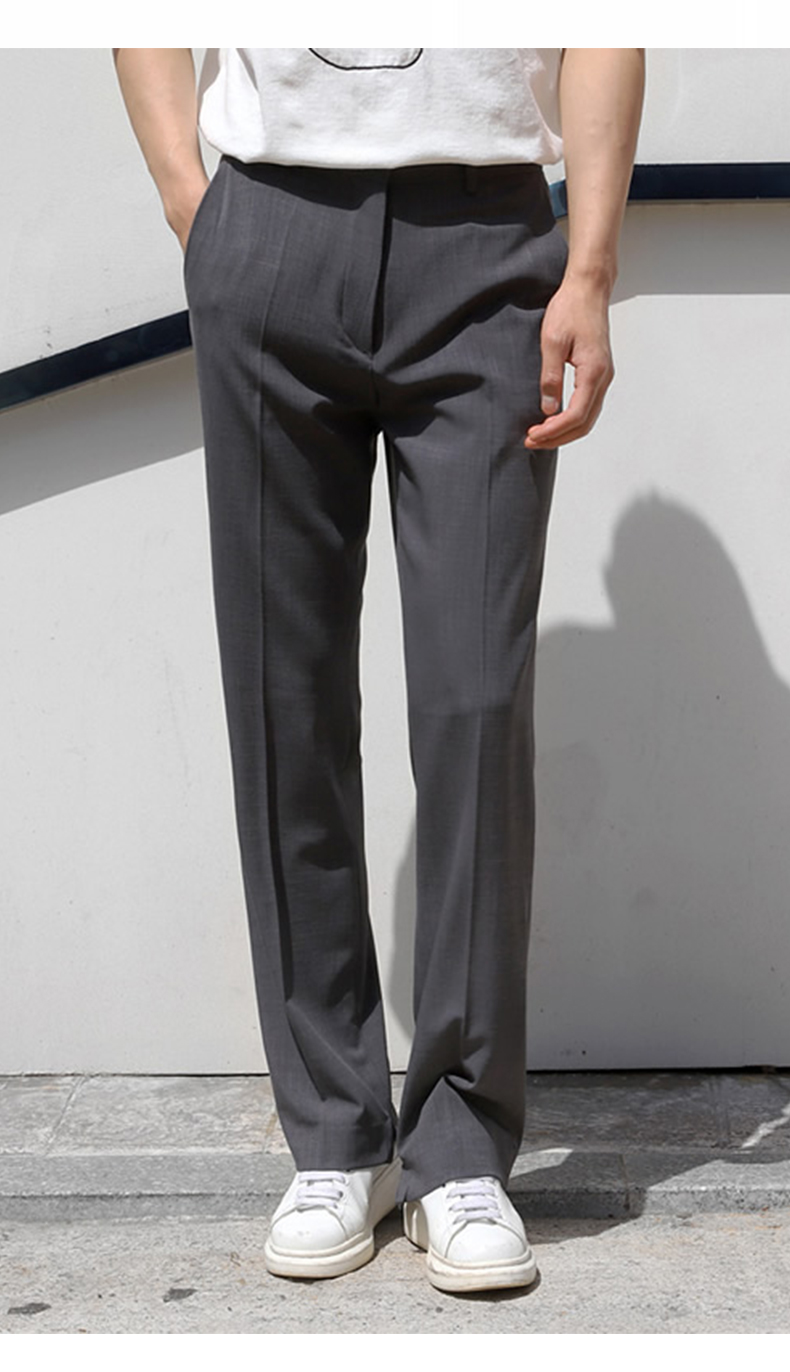 suntek休闲免烫西装裤男直筒宽松垂感秋季薄款修身休闲裤韩版潮流长裤