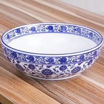 Ceramic Multifunction Kneading Bowl Large Number Hotel Green Flower Porcelain and Noodle Basin Sour Vegetable Fish Bowl Straight Mouth Soup Bowl Hair Noodle Bowl