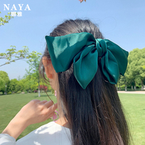 Pure Color Large Butterfly Knot Hair Clip Female Ins Rear Brain Spoon Hair Ornament 100 Hitch Spring Clip Hair Rope Retro Port Wind Hair Ring