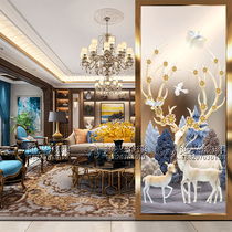 Simple modern art glass screen Home improvement living room partition wall Frosted light luxury entrance Tempered craft deer