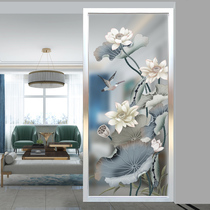 Simple modern art glass partition wall Living room screen decoration entrance Frosted steel process custom lotus