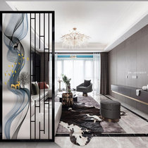 Art glass partition modern simple living room entrance bedroom custom frosted tempered light transparent double-sided screen process