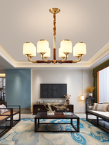 New Chinese style all copper chandelier living room lamp walnut villa duplex building simple modern Chinese style restaurant lamps
