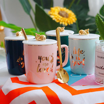 Whale Mark Cup With Cover Spoon Creative Ceramic Mug Cute Teenage Girl Cup Lovers Coffee Milk Cup Breakfast Cup