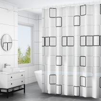 Nordic bathroom waterproof and mildewproof shower curtain set Bathroom partition curtain door curtain Shower room punch-free hanging curtain
