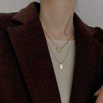 Necklace female niche design sense double layer 2021 new light luxury clavicle chain simple temperament sweater chain cold wind