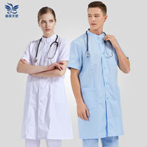 White coat doctor uniform male short-sleeved summer thin stomatologist work clothes Stomatology dental custom logo printing