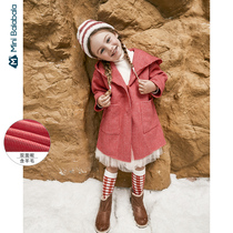 Mini Balabala childrens woolen coat Winter girl baby jacket long clothes
