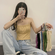 Summer dress new wear Hyuna small condole belt women with bottoming pleated knit vest sleeveless sexy back top