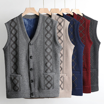 Elderly warm vest mens vest plus velvet thick cardigan top fathers clothing middle-aged and elderly grandfather elderly winter clothing