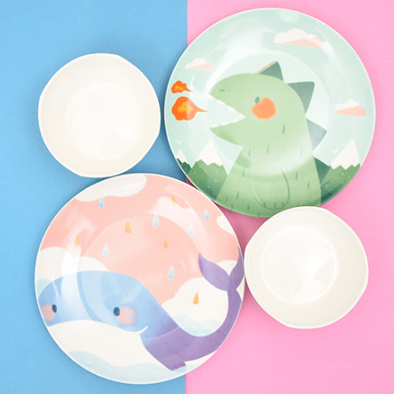 Cartoon dishes household ceramics express girl heart good dishes children eating dinosaurs bowl of individual student dishes