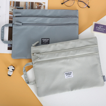 A4 File Bag Elementary School Students With Large Capacity Exam Paper Collection Bag Study Carry Book Bag Hand Supplement Bag Oxford cloth zipped bag Multi-layer notes cashier bag Yield Checked Medical History Cashier Bag Korea