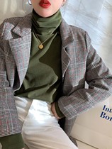 Double-sided German velvet sanding plus velvet pile collar high collar bottoming shirt women's autumn and winter padded warm foreign style jacket