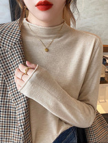 Half-height collar bottoming shirt women's long sleeve autumn and winter sweater inside foreign style Joker thin solid color loose knit top