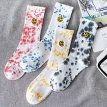 Skin socks in street skateboarding sports in blue splash smiley face