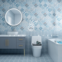 European-style simple style living room balcony Bed and breakfast Retro background wall brick bathroom bathroom antique non-slip floor tile 300