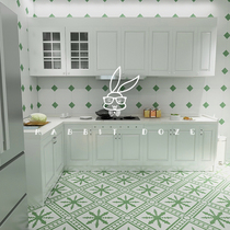 Fresh Nordic style green geometric pattern Bed and breakfast bar background wall brick Living room balcony wall brick floor tile 300300