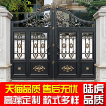 Land Rover aluminum art villa door to open door aluminum alloy courtyard door home yard electric double door sliding door