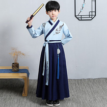 Boy Hanfu Chinese style summer Childrens costume Young master suit set Primary school student Sinology costume Boy Tang costume Spring and Autumn
