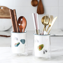 Avocado household ceramic chopsticks tube drain Nordic chopsticks cage chopsticks spoon rack kitchen storage box chopsticks box