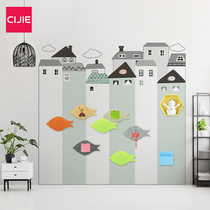 Magnetic Worlds Magnetic Felt Boards Creative Fish-shaped Rhomboid Square Triangular Felt Wall Sticked Free Nails Home Photo Wall Adsorption Office Cultural Wall Trim Eco-friendly Felt