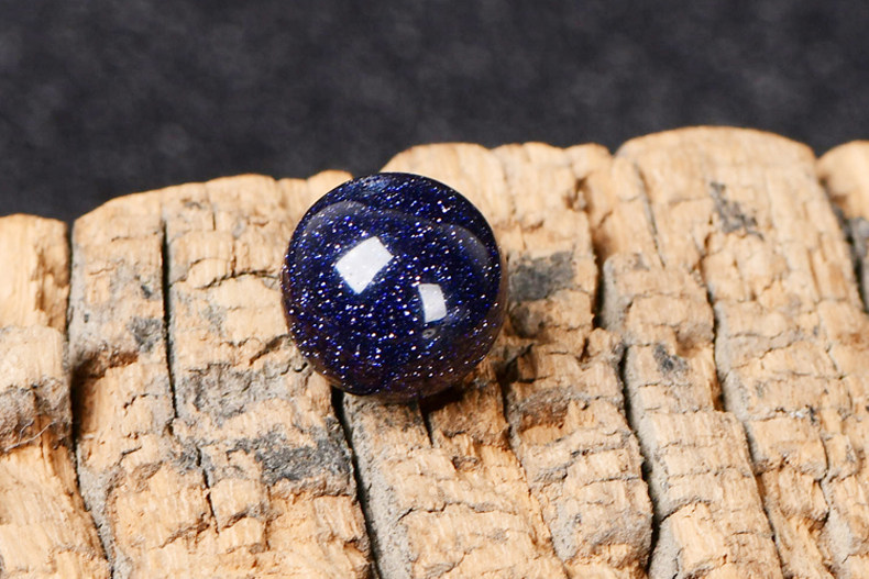 优选蓝砂石散珠子半成品diy水晶饰品配件星空石单珠6~14mm单颗