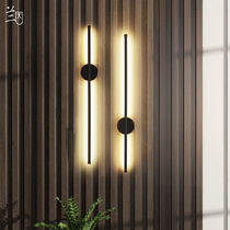 Light and extravagant long wall lamp living room wooden grille lamp TV background wall charging wall lamp free wiring bedroom decoration lamp