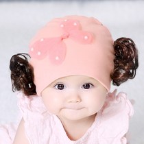 Baby hairstyle cap Girls with hair cap Childrens wig cap Girls one-piece baby out hat Summer sunscreen