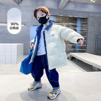 Kids Boys Winter White Down Jacket 2022 New Boys Western Winter Authentic Bombed Street Coat