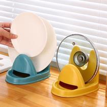 Cover holder seated kitchen countertop with defrosting pan Home Pan Lid Chopping Board stock Scoop Spoon shelf