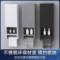 Stainless steel bathroom side cabinet wall type waterproof toilet side cabinet toilet storage rack hanging cabinet storage custom