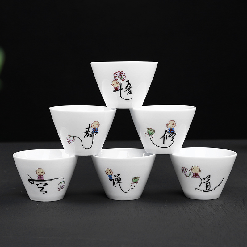 High white porcelain 6 com.lowagie.text.paragraph 】 【 kung fu tea cups household hand - made master individual cup hat small cup