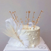 Baking cake decoration piece Crystal star Crown Pearl Feather Ostrich Hair birthday cake dessert dress