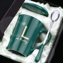 2021 Internet celebrity hot water cup mug with lid spoon large-capacity Korean version of the student couple milk cup ceramic tea cup