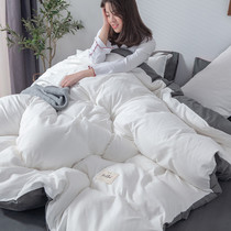 White sheets four-piece ins Nordic girl style summer refreshing 220x240 duvet cover Solid color three-piece set