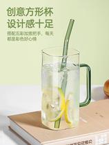 Square Glass Juice Cup High Face Water Glass Woman New YC-0506 Straw Cup Is Wind Resistant N High Temperature Home Milk
