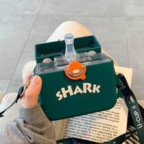 Square Water Womens Cup Womens Season High Yen Shark Straw Worth Plastic Cup Love Creative School Summer Birth Less Children Out of Italics