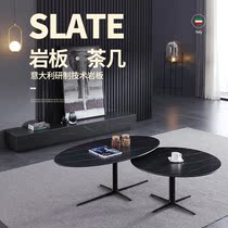 Italian minimalist rock plate coffee table Nordic small apartment living room Oval high and low combination Marble designer coffee table