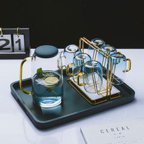 Light extravagant mug suit open water glass Nordic glass cover cup home minimalist with tray tea water cup with water