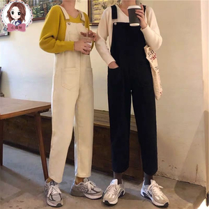 牛仔背带裤女春夏2020新款韩版学生ins宽松显瘦连体九分吊带裤女