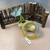 Beautiful natural Xiu jade bracelet through shiny stone Jia Cuitian green frozen flowers jade Old jade 180 bracelet boutique l Liao yanghong