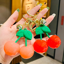 Creative Personality Acrylic Delicacy Small Cherry Key Button Girl Heart Backpack Pendant Gift Couple Bag Hang Accessories