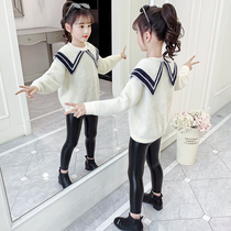 Girls Autumn Sweater 2021 New Style Foreign Style Children Autumn Winter Mink Down Undershirt Girls Thick Knitwear