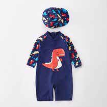 Childrens swimsuit mens treasure conjoined quick-drying sunscreen baby cute print pattern childrens holiday hot spring swimsuit