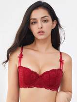 Snow Fox Valley Lace Bra Super Slim half a cup bra large breasted with little shoulder strap to gather for summer lingerie women