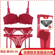 Sex Sense lingerie New Years palace Wind wine Red half a cup bra Suit Lurex Seductive Harness Silk Socks