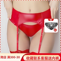 New Year Red Couple Sexy ultra-thin 3D lace leather harness high cylinder silk stocking metal clip buckle hanging socks with European and American