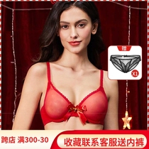 Large size ultra-thin section Transparent sexy erotics lingerie Temptation Fire Horseradish big breasted bra Suit Lace Bra