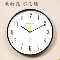 Hanging Clock Living Room Mute Light Extravagant Nordic Timepiece Wall Home Modern Minima Perforated Quartz Clock Atmospheric Clock